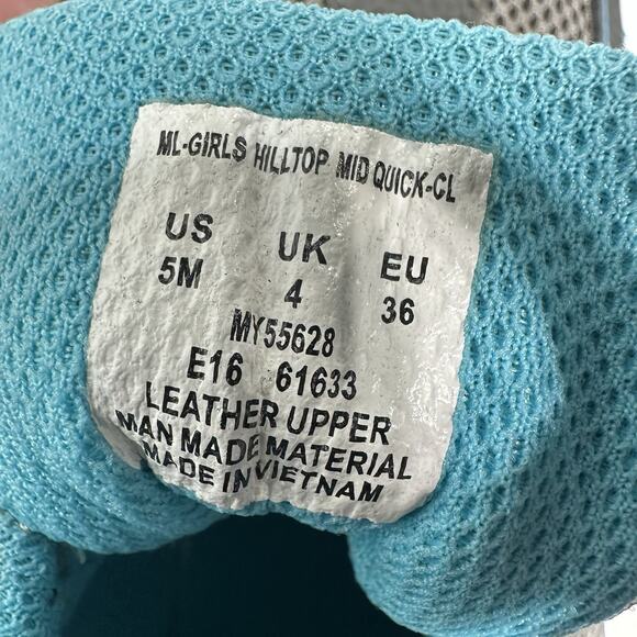 Merrell Boots Girls 5M Youth Hilltop Mid Quick Close Grey Waterproof Hiking Shoe - Picture 8 of 9